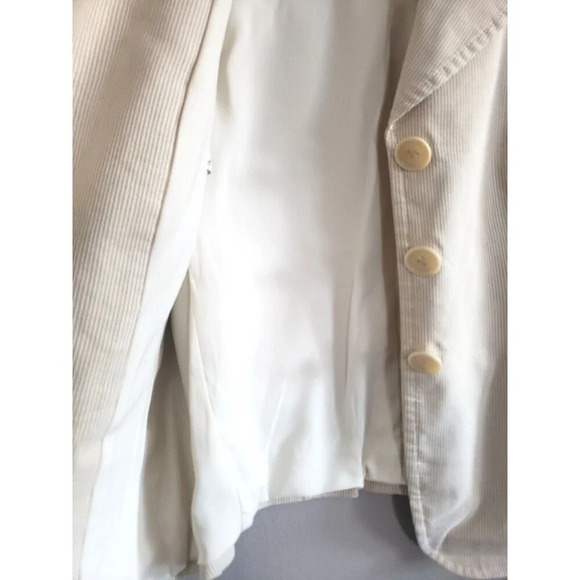 Armani Collezioni Blazer Women's 6 Tan Lined 3 Button Flax Blend Made In Italy - Picture 8 of 11